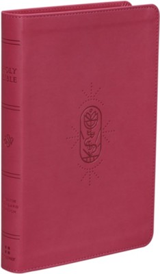 ESV Kid's Thinline Bible--soft leather-look, berry with true vine design  - 