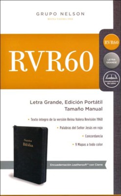 Biblia RVR 1960 Portatil Letra Gde., Piel Imit. Negra, Cremallera   (RVR 1960 Lge. Print Handy Bible, Black Leathersoft, Zipper)  - 