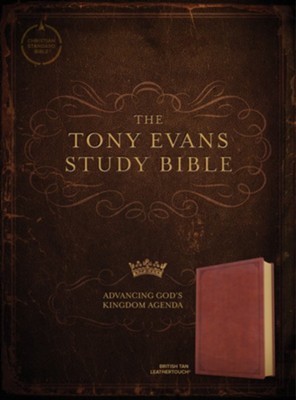 CSB Tony Evans Study Bible--soft leather-look, British tan  - 