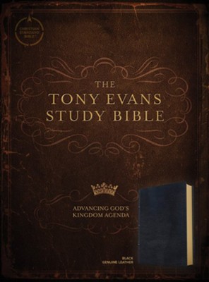 CSB Tony Evans Study Bible--genuine leather, black  - 