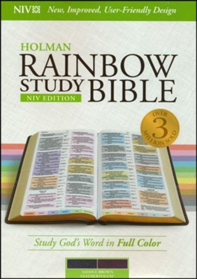 NIV Rainbow Study Bible, Saddle Brown LeatherTouch  - 