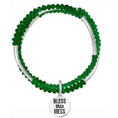 Bless This Mess Beaded Bracelet, Green  - 