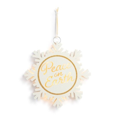 LED Lit Peace On Earth Snowflake Door Hanger  -     By: Wendy Wiinanen

