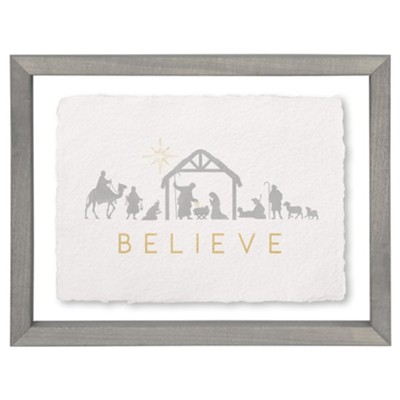 Believe, Nativity Farmhouse Frame Art  - 