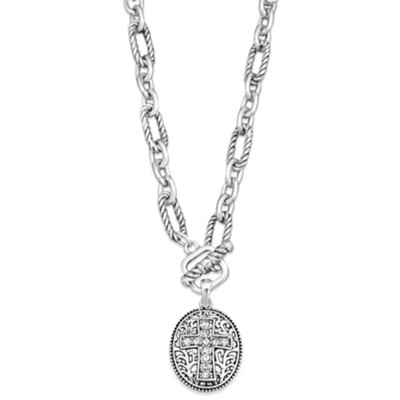 Ornate Figaro Coin Necklace, Silver - Christianbook.com
