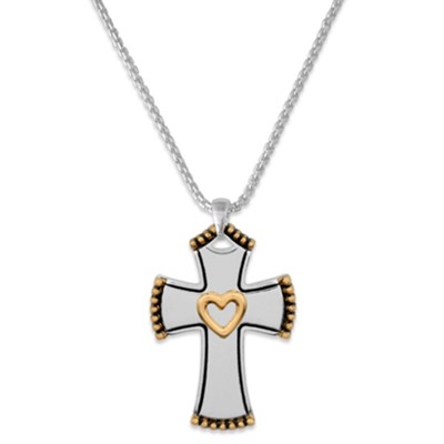 Box Two Tone Cross Necklace  - 