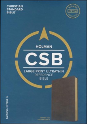 CSB Large Print Ultrathin Reference Bible, British Tan LeatherTouch   - 