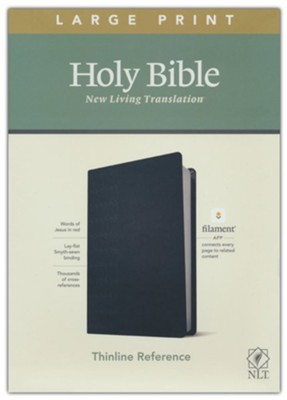 NLT Large-Print Thinline Reference Bible, Filament Enabled Edition--soft leather-look, black  - 