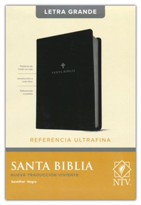 NTV Santa Biblia, Edicion de referencia ultrafina, letra grande, Leatherlike: Black, NTV Large-Print Slimline Reference Bible--soft leather-look, black  - 