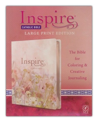 NLT Large-Print Inspire Catholic Bible--soft leather-look, pink fields with rose gold  - 