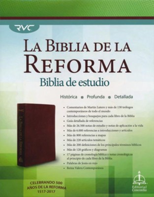 Biblia de Estudio de la Reforma RVC, Piel Gen. Marr&oacute;n (RVC Reformation Study Bible, Gen. Leather, Brown)  -     By: Hector E. Hoppe
