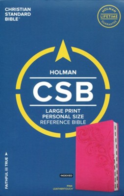 CSB Large Print Personal Size Reference Bible, Pink LeatherTouch, Thumb-Indexed  - 