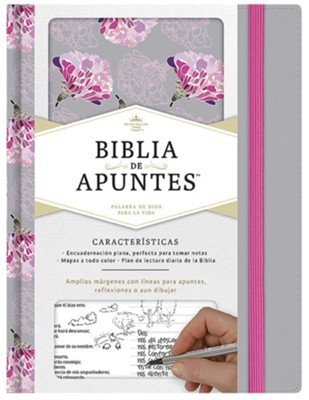 RVR 1960 Biblia de Apuntes, Tela Impresa Gris y Floreada (Notetaking Bible, Gray & Floral Cloth Over Board)  - 