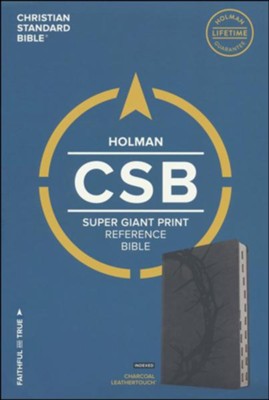 CSB Super Giant Print Reference Bible, Charcoal LeatherTouch, Thumb-Indexed  - 