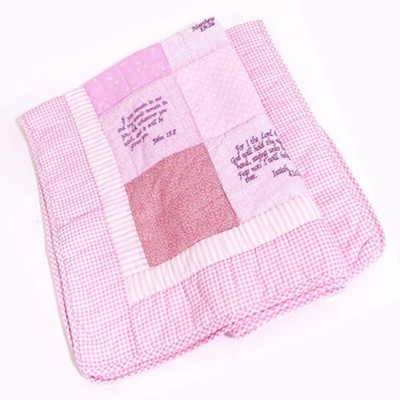 Embroidered Scripture Quilt, Pink   - 