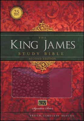 King James Study Bible, Second Edition, Leathersoft, Cranberry--indexed  - 