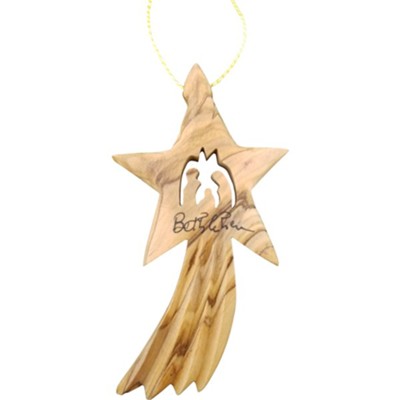 Bethlehem Shooting Star Nativity Olive Wood Ornament, Large  - 