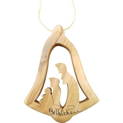 Bethlehem Bell Nativity Olive Wood Ornament, Large  - 