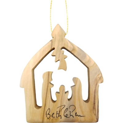 Bethlehem Nativity Olive Wood Ornament, Large  - 