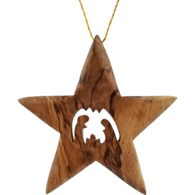 Bethlehem Star Nativity Olive Wood Ornament, Large  - 