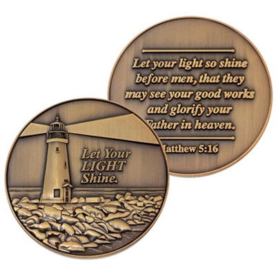 Let Your Light Shine Gold Plated Challenge Coin Matthew 5 16