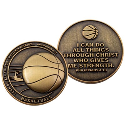 Basketball, Challenge Coin, Philippians 4:13  - 
