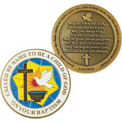Baptism, Gold Plated Challenge Coin, Luke 18:16  - 