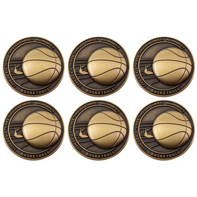 Basketball, Gold Plated Challenge Coin, Pack of 6  - 