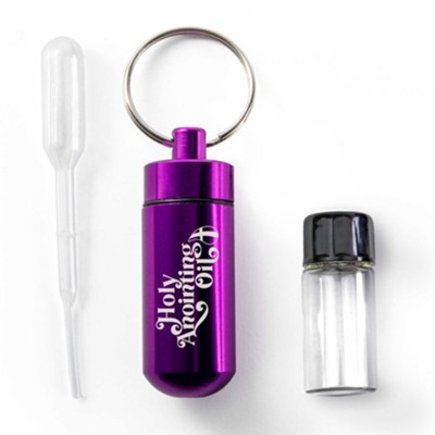 Anointing Oil Bottle Holder Keychain, Purple  - 