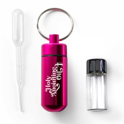 Anointing Oil Bottle Holder Keychain, Pink  - 