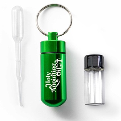 Anointing Oil Bottle Holder Keychain, Green  - 