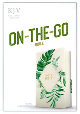 KJV On-the-Go Bible--soft leather-look, White Floral  Textured Imitation Leather    - 