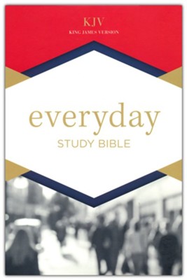 KJV Everyday Study Bible--soft leather-look, navy blue with cross  - 