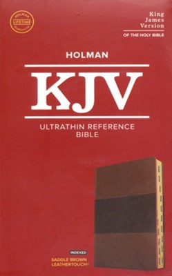 KJV Ultrathin Reference Bible--soft leather-look, saddle brown (indexed)  - 