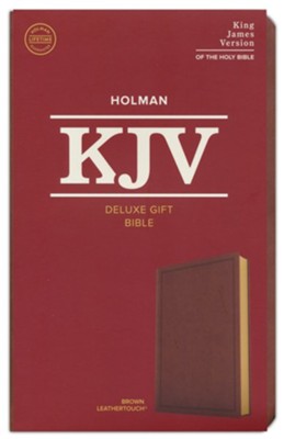 KJV Deluxe Gift Bible--soft leather-look, brown  - 