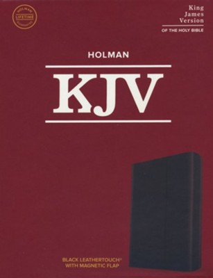 KJV Large-Print Compact Reference Bible--soft leather-look, black with magnetic flap  - 
