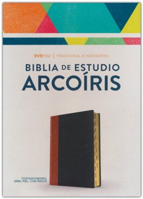 RVR 1960 Biblia de Estudio Arcoiris, tostado/negro s&#237mil piel con &#237ndice (Rainbow Study Bible, Tan/Black LeatherTouch Indexed)  - 