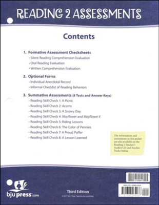 BJU Press Reading 2 Assessments & Key (3rd Edition)   - 