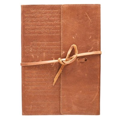 In the Beginning, Journal, Genuine Leather Tan w Wrap Closure   - 