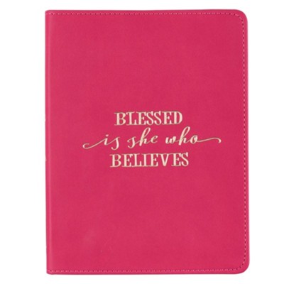 Blesssed is She Who Believes Handy Journal, LuxLeather Pink  - 