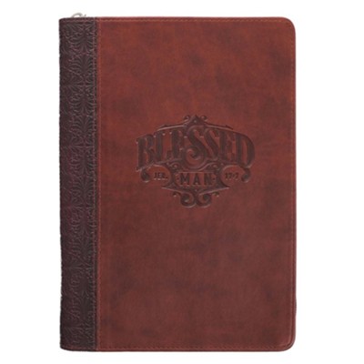 Blessed Man Classic Journal, Brown with Zipper Closure  - 