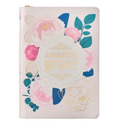 Amazing Grace Zipper Journal, Floral  - 