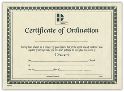 Certificate of Ordination for Deacon, Pkg. of 6   - 