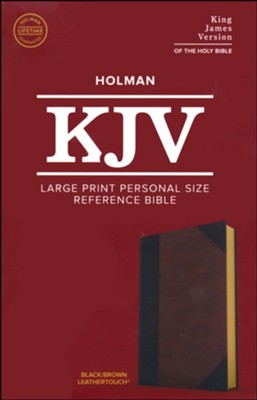 KJV Large-Print Personal Size Reference Bible--soft leather-look, black/brown  - 