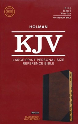 KJV Large-Print Personal Size Reference Bible--soft leather-look, black/brown (indexed)  - 