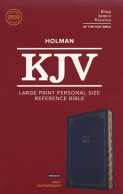 KJV Large-Print Personal Size Reference Bible--soft leather-look, navy (indexed)  - 