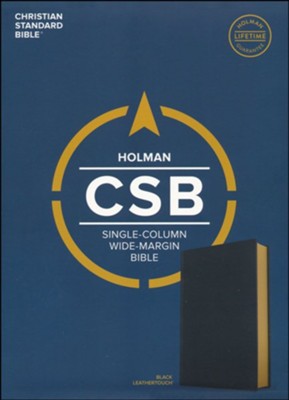 CSB Single-Column Wide-Margin Bible--soft leather-look, black  - 