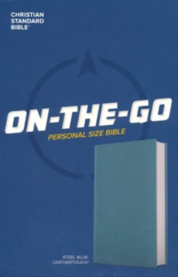 CSB Personal-Size On-The-Go Bible--soft leather-look, steel blue  - 