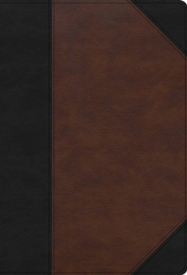 KJV Super Giant-Print Reference Bible--soft leather-look, black/brown  - 