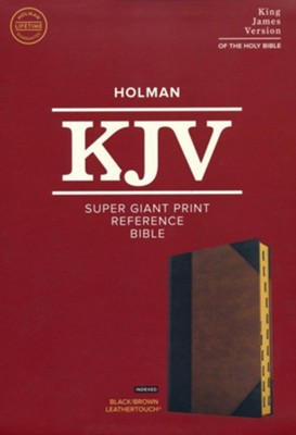 KJV Super Giant-Print Reference Bible--soft leather-look, black/brown (indexed)  - 